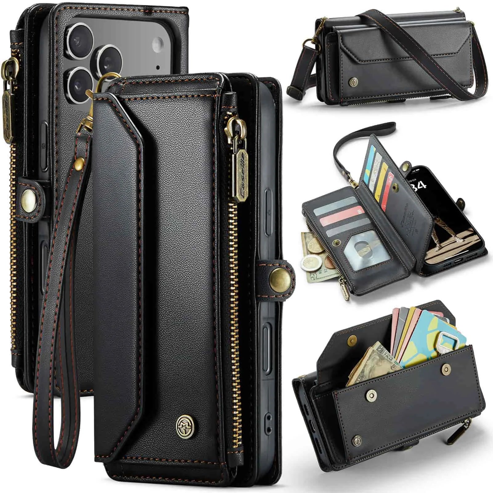 For Samsung Galaxy S24 Ultra 5G CaseMe C36 Card Slots Zipper Wallet RFID Anti-theft Leather Phone Case(Black)