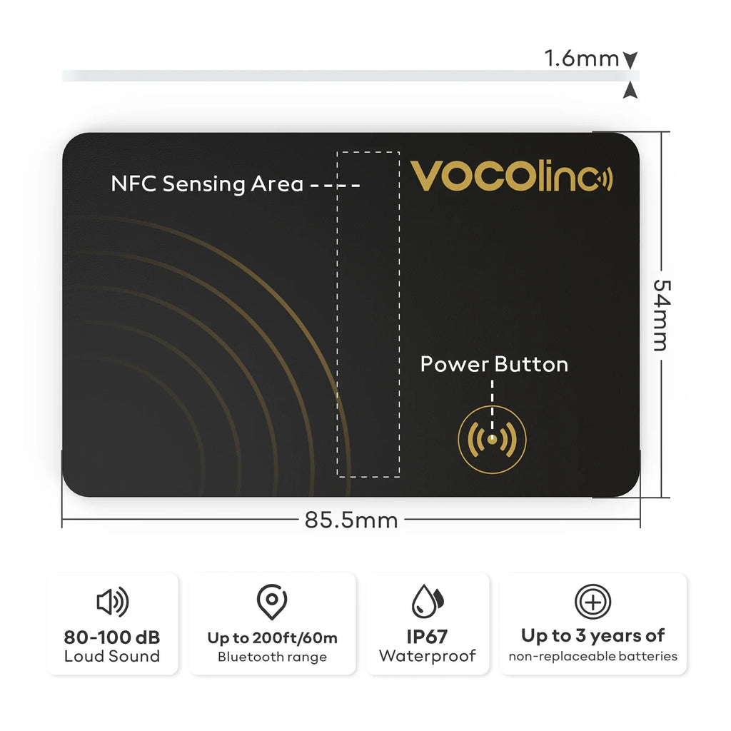 VOCOlinc Ultra-Slim Wallet Tracker Card – Apple Find My Compatible, Bluetooth Anti-Loss Smart Tag