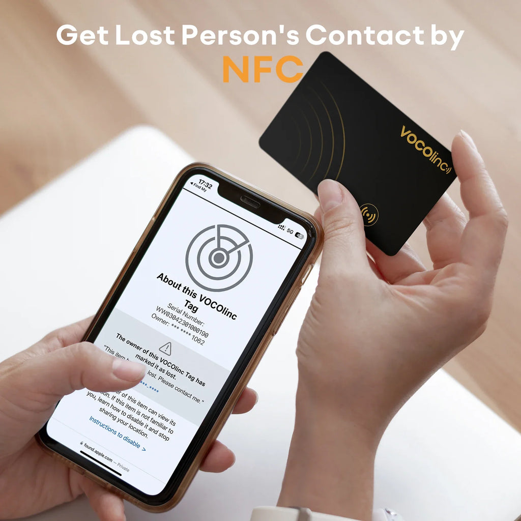 VOCOlinc Ultra-Slim Wallet Tracker Card – Apple Find My Compatible, Bluetooth Anti-Loss Smart Tag