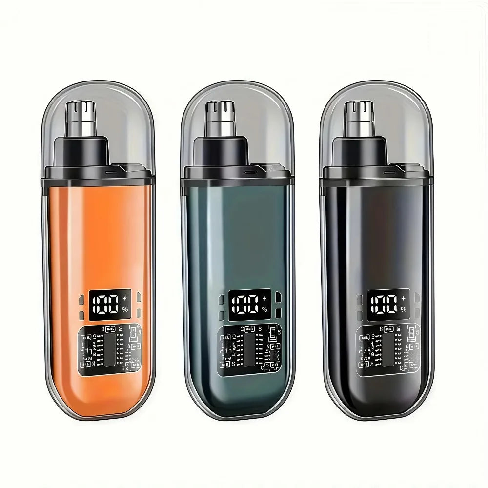 USB Rechargeable Nose Ear Hair Trimmer - 150mAh Fast Charge, Digital Display, Precision Blade, Compact Design