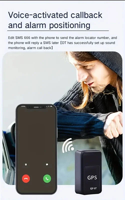 Magnetic GPS Tracker - Mini Portable Car Tracking Device with Strong Magnetic Mount & SOS Alarm