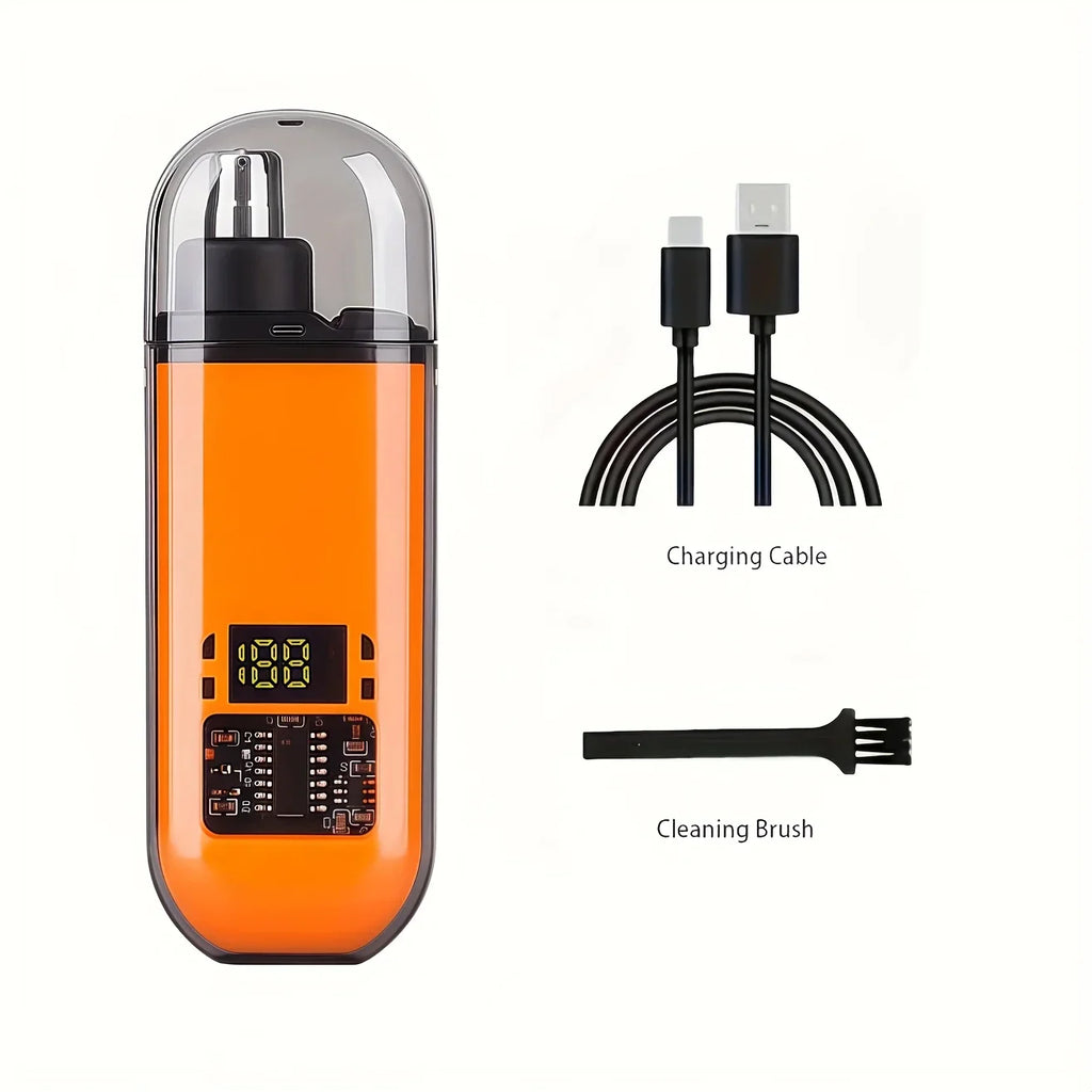 USB Rechargeable Nose Ear Hair Trimmer - 150mAh Fast Charge, Digital Display, Precision Blade, Compact Design